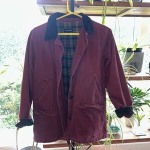 Lands' End Men’s Burgundy Chore Coat with Corduroy Collar
